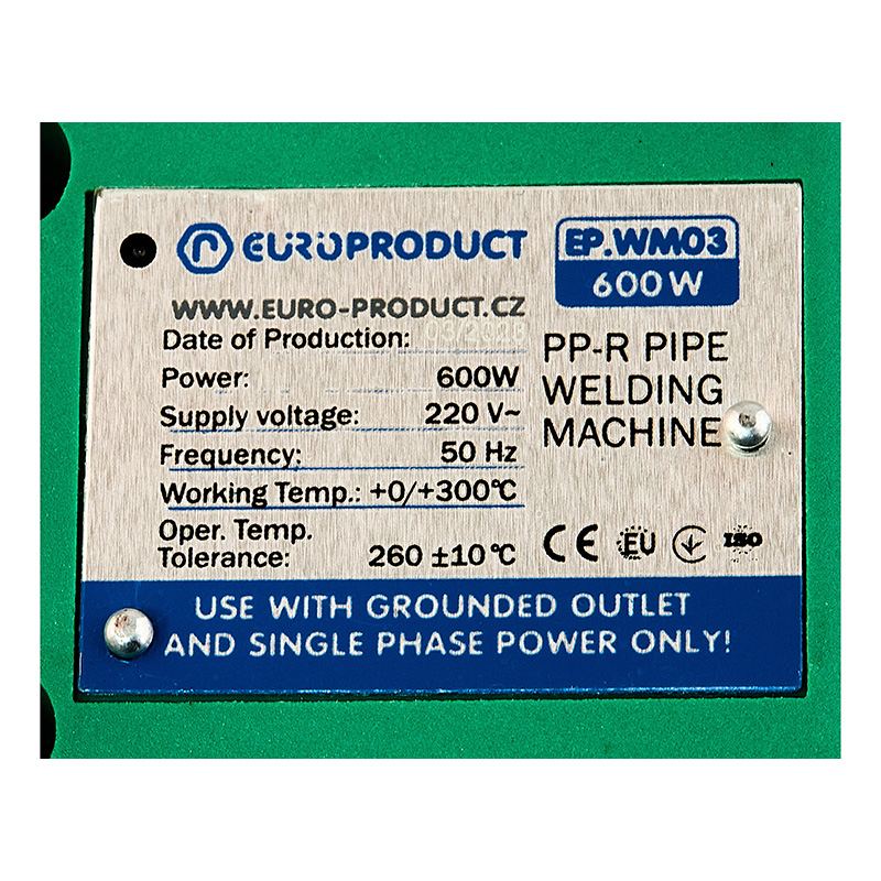 Паяльник для труб PPR, Europroduct EP.WM03 (плоские насадки) 20/32mm