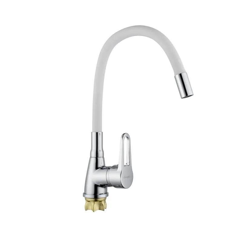Смеситель для кухни с силиконовым изливом Champion Sop 014-045 (Nut) Refl.White