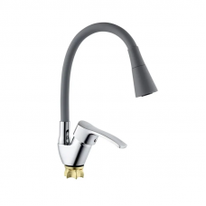 Смеситель для кухні з силіконовим виливом Champion YUB 011-279 (Nut) Refl.Grey