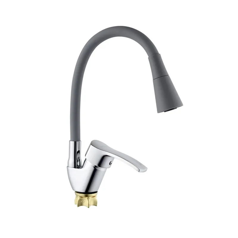 Смеситель для кухни с силиконовым изливом Champion YUB 011-279 (Nut) Refl.Grey