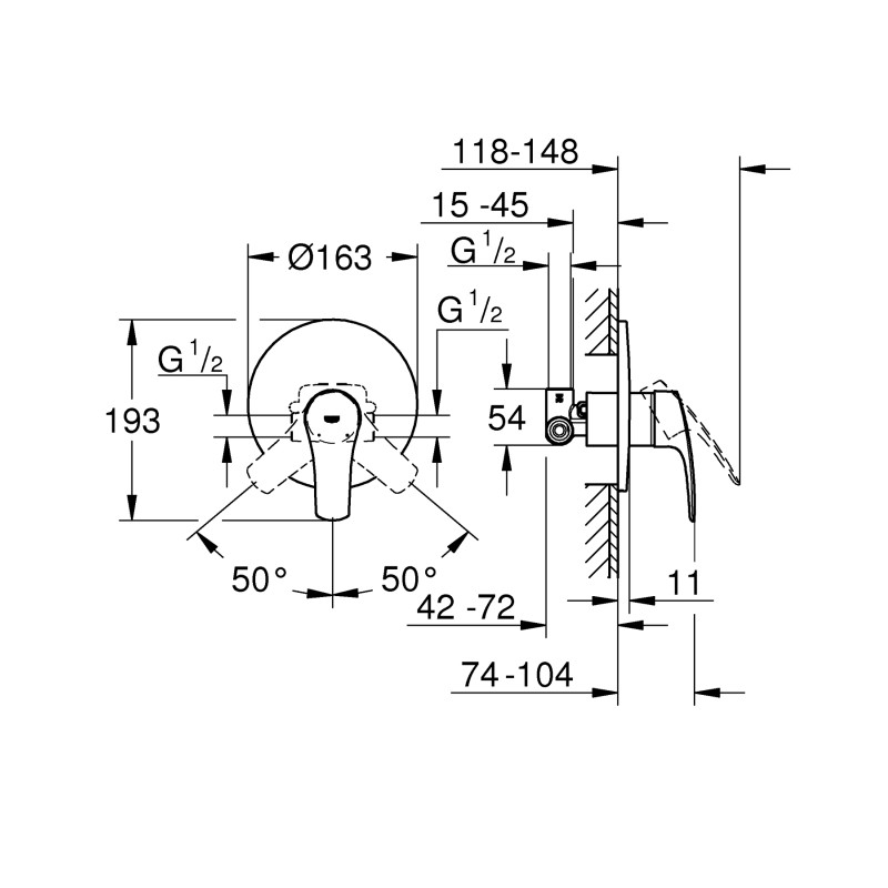 Набор для душа (33556003+26406001) Grohe Eurosmart UA33556002