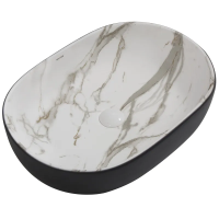 Раковина накладная MIXXUS PREMIUM ELLIPSE-0105 MARBLE-BLACK 600х400х150mm
