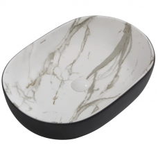 Раковина накладна MIXXUS PREMIUM ELLIPSE-0105 MARBLE-BLACK 600х400х150мм