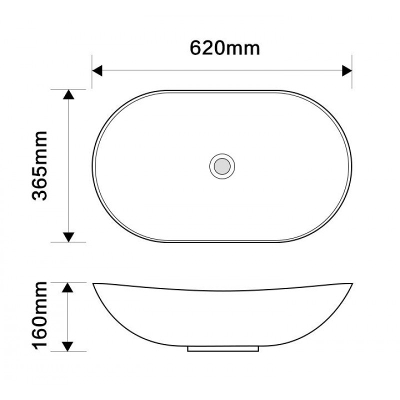 Раковина накладная Mixxus Premium WAVE-0105 WHITE-BLACK 620х360х160mm