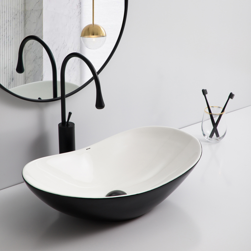 Раковина накладная Mixxus Premium WAVE-0105 WHITE-BLACK 620х360х160mm