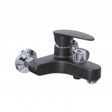 Смеситель для ванни Plamix CEZAR-009 EURO SET Matte black, зі шлангом, лійкою та кронштейном (PM0693)