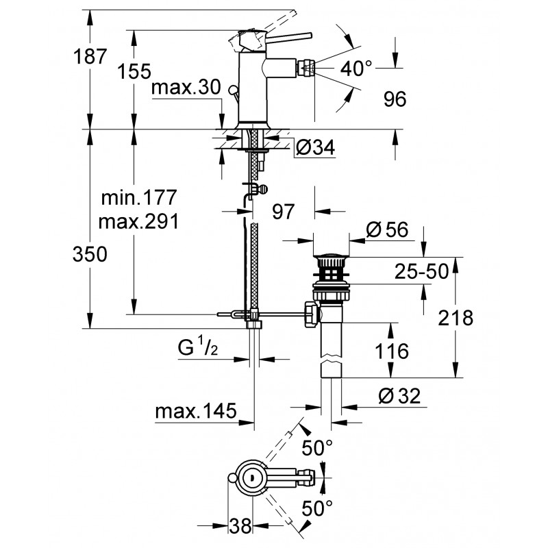 Змішувач для біде Grohe BauClassic