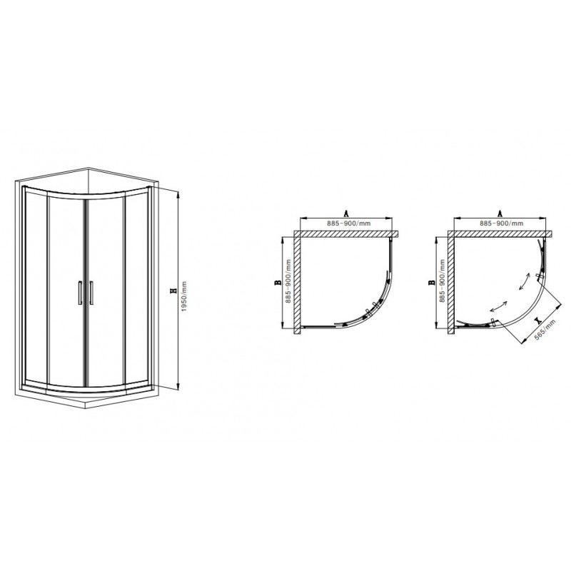 Душевая кабина без поддона Mixxus Premium DIVERSE SC01-90x90x195-TR Black прозрачное стекло 5мм (MI