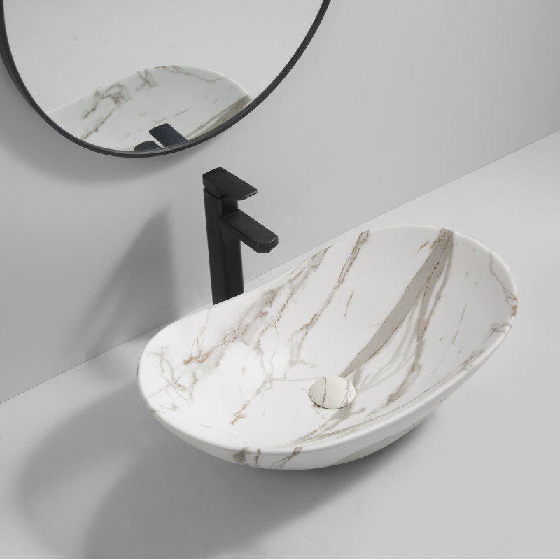 Раковина накладная MIXXUS PREMIUM WAVE-0105 MARBLE 620х360х160mm