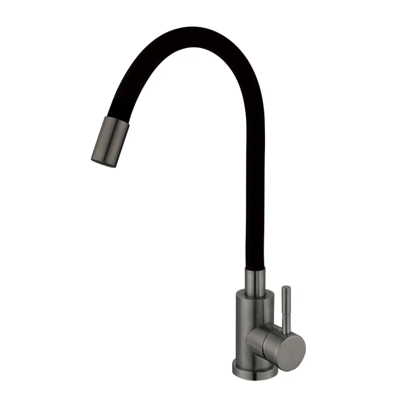 Смеситель для кухни Mixxus SEO-011 Graphite Refl.Black с силиконовым изливом