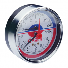 Термо-манометр аксіальний (KOER KM.812A) (0-6 бар), D 80мм, 1/4''-1/2''