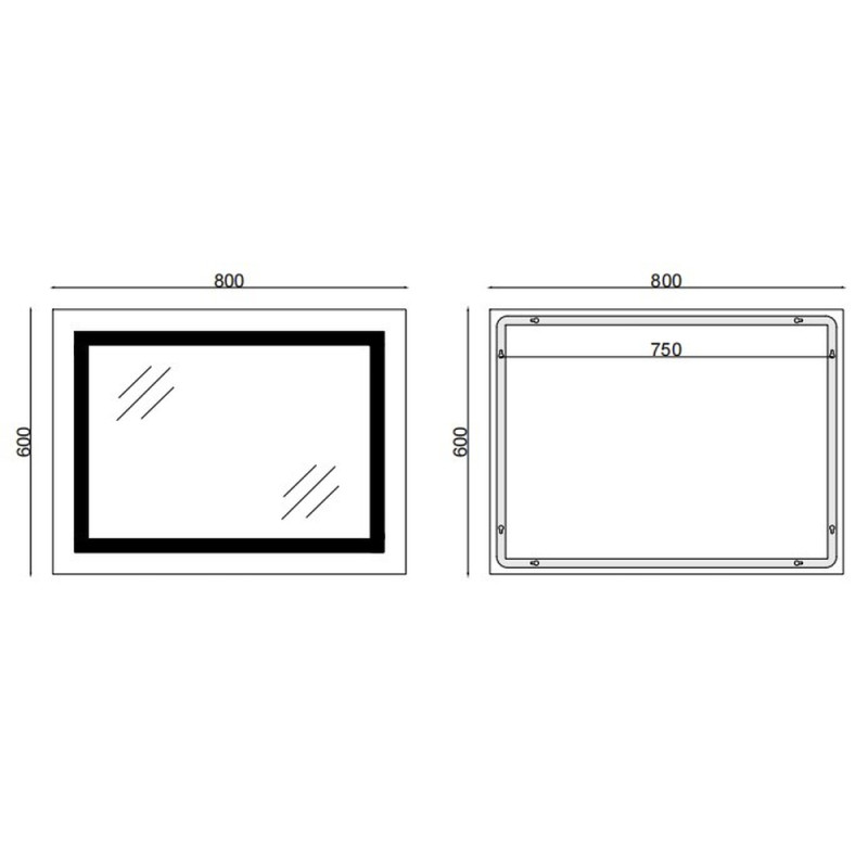 Дзеркало Mixxus TALL MR08-80x60-REVERSE з LED Touch, Anti-fog, димером, регулюванням яскравості (MI6659