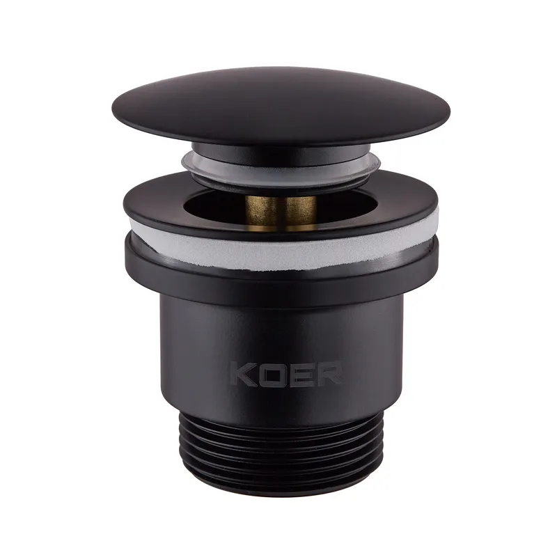 Донний клапан для умивальника Koer PW-01-05 1 1/4'' (кнопка) (Чорний)