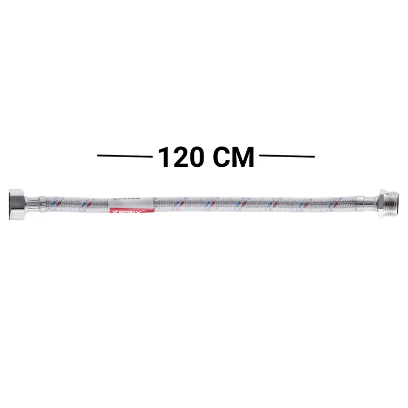 Гнучкий шланг для підключення води гайка 1/2'' - Штуцер 1/2'' (120 см) (силіконова оболонка) Zerix (ZX30