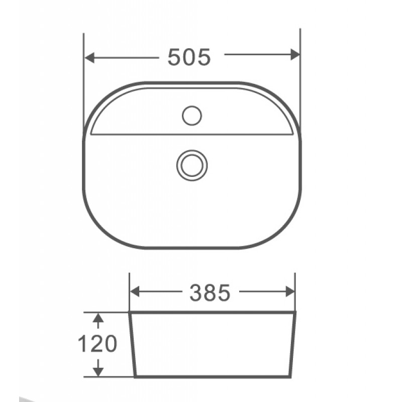 Умивальник накладний керамічний Mixxus Premium Ellipse-0201 505x385x120мм