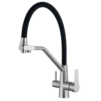Смеситель для кухни на две воды с гибким изливом Mixxus FUL-021 REFL.BLACK нерж. сталь SUS304 (MX07