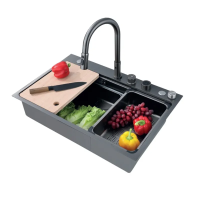 Мойка Zerix ZH7548-SET-03 Nano-Black со встроенным смесителем из нерж. стали