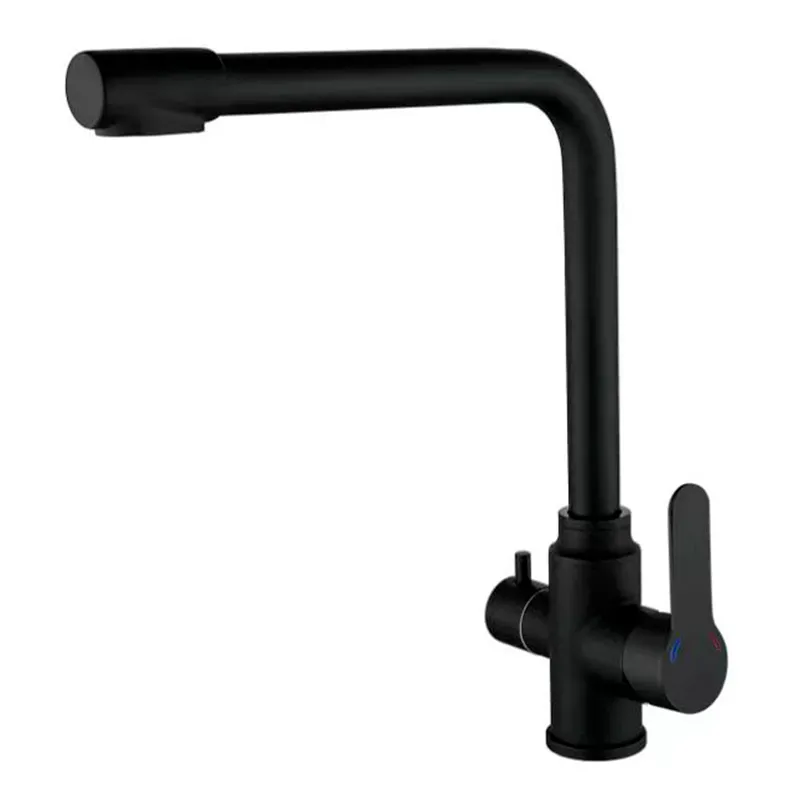 Смеситель для кухни Zerix DAX-021 Black с вых. для питьевой воды (нерж. сталь)