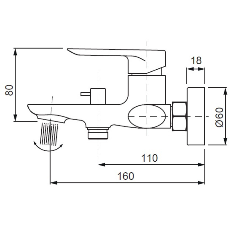 Смеситель для ванны с коротким изливом Koer KB-40028-07