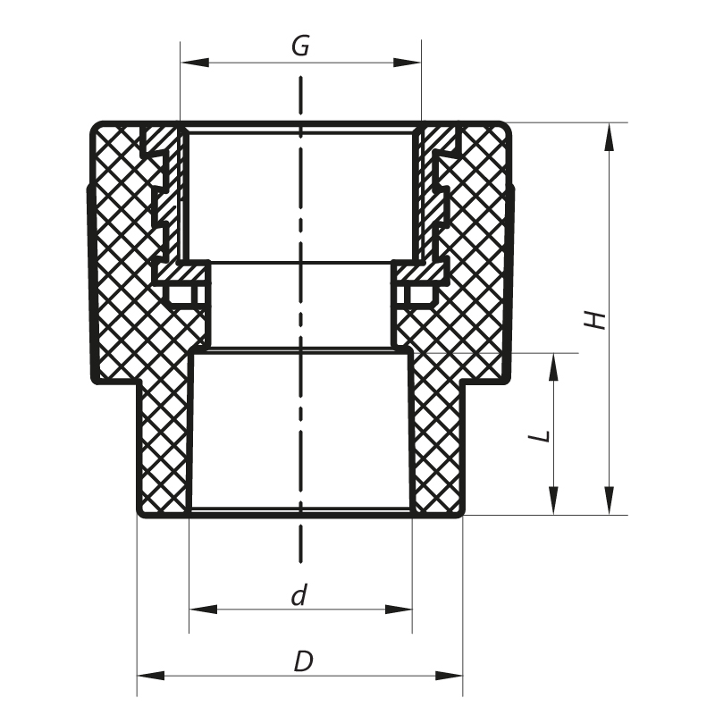 Муфта ВР 25x1/2F PPR Koer K0087.PRO