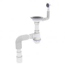 Сифон для кухні Zerix SK-02-C 3 1/2"x40 з різьбовим випуском і круглим переливом