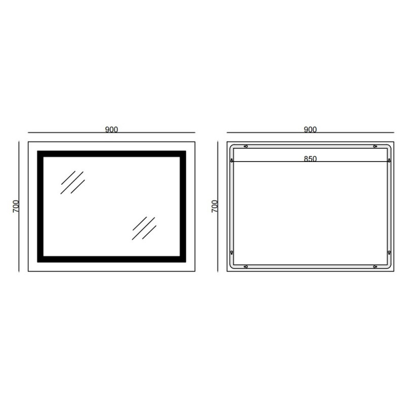 Дзеркало Mixxus WARM MR02-90x70 з LED Touch, Anti-fog, димером, регулюванням яскравості, годинником