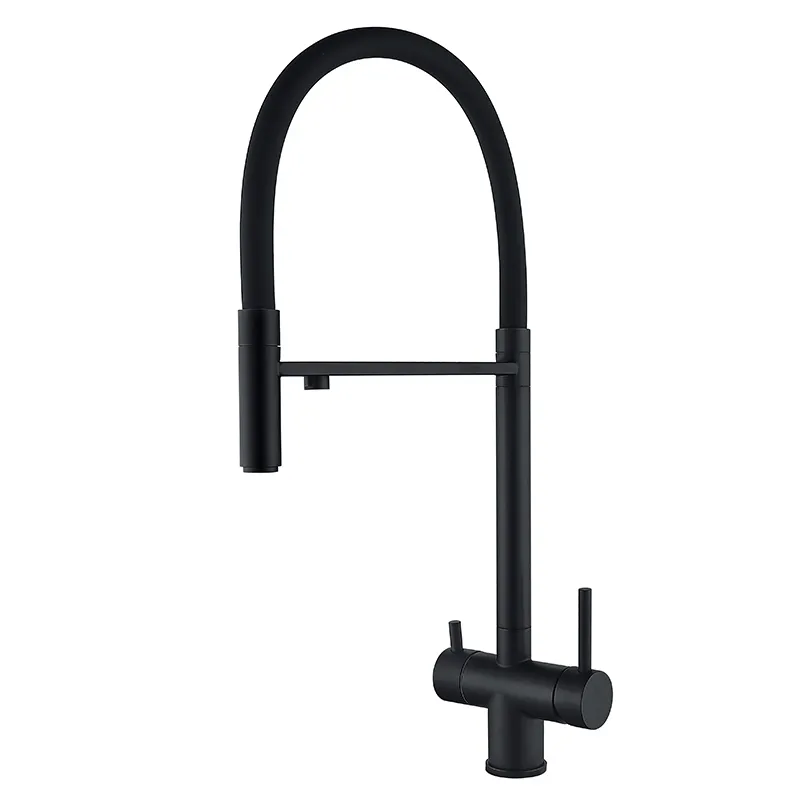 Кухонный смеситель на две воды Zerix KIT-021 Black Refl.Black (нерж. сталь)