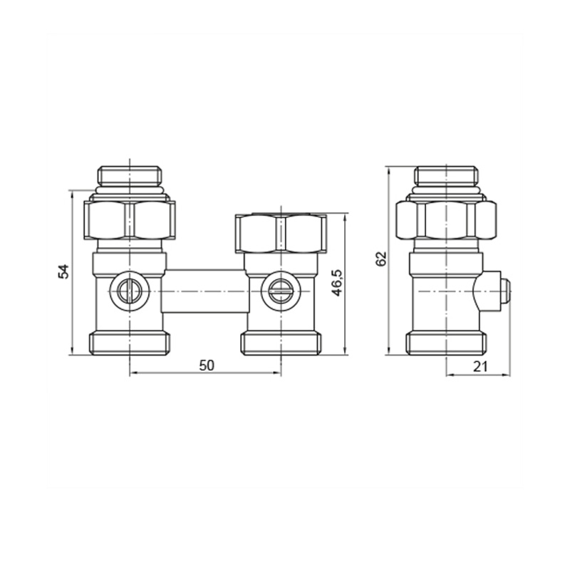 Узел нижнього підключення радіатора прямий 3/4"x1/2" Koer KR.1133 (комплект)