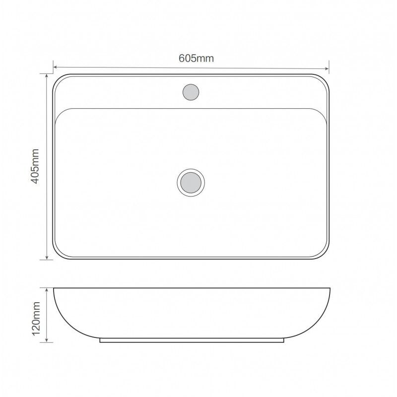 Раковина накладная Mixxus Premium BEVEL-0203 600х405х120mm с отверстием под смеситель
