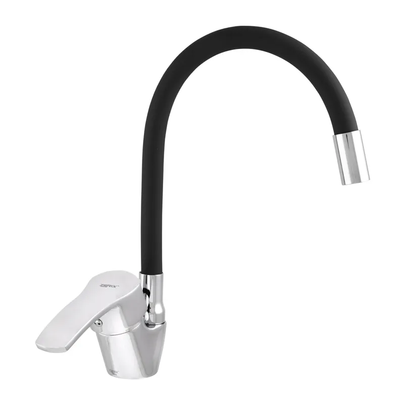 Смеситель для кухни Zerix YUB 279 с черным гибким изливом