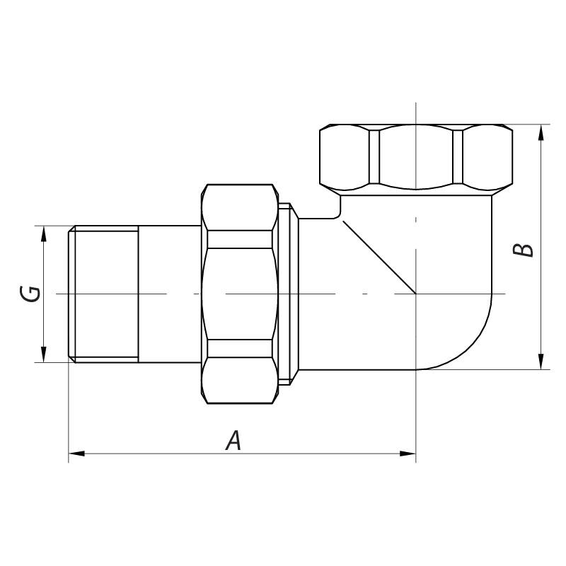Сгон американка (хром) 1" угловой Koer KR.342.chr
