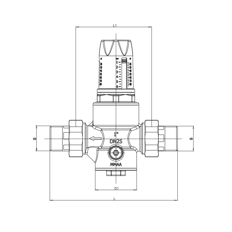 Редуктор тиску Roho R1202-050 - 1/2" НН, PN25 (1-6 бар) мембранний