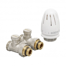 Комплект для нижнього підключення радіатора Koer SET-22 - 1/2"x3/4" (прямий) з термоголовкою НН
