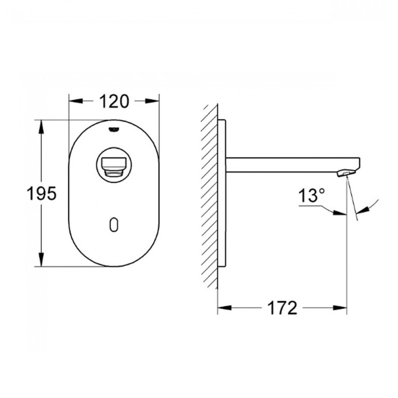 Змішувач безконтактний для умивальника Bluetooth прихований. монтаж Grohe Euroeco Cosmopolitan E (3