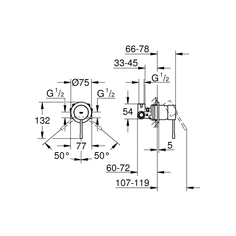 Однорычажный смеситель для душа скрытого монтажа Grohe Essence