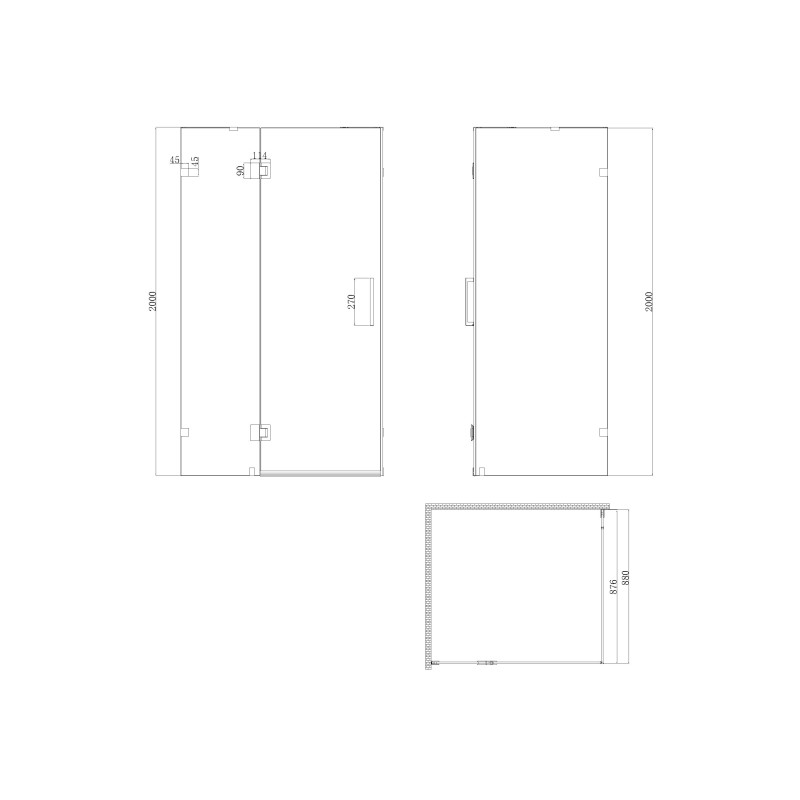 Бічна стінка для кабіни Koer SR SW04-90x200-TR-01 прозоре скло Easy Clean 10мм, хром (KR5390)
