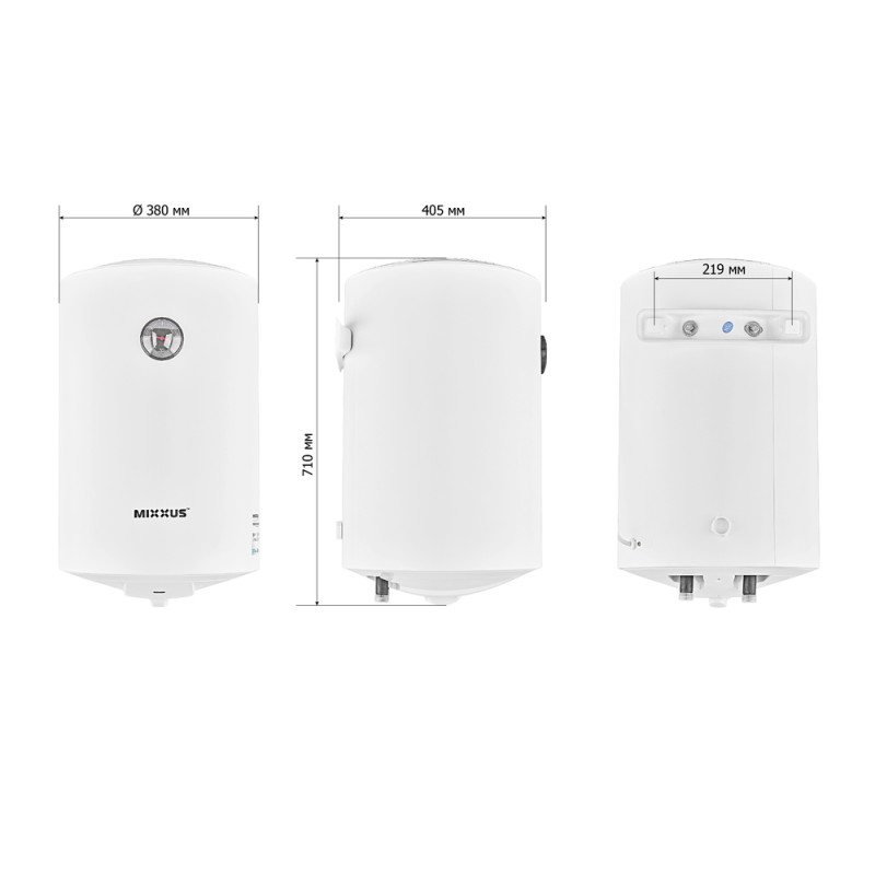 Водонагреватель "Цилиндр" MIXXUS EWH-07050 ROUND WET накопительный 50 л, мокрый тен 1,5 kW
