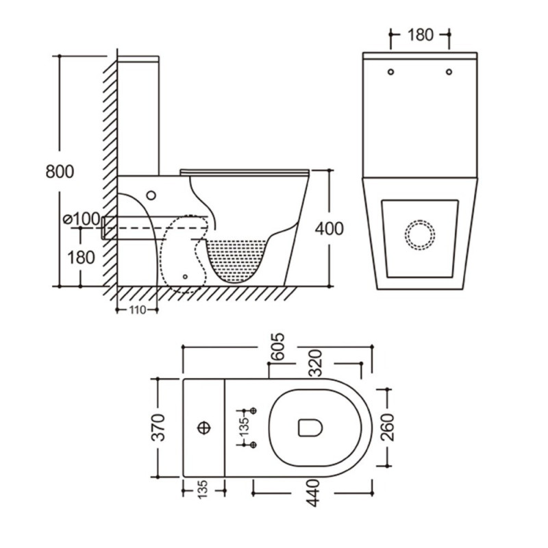 Унітаз-компакт Mixxus BEVEL-0405-R 605х370х800mm, система змиву RIMLESS