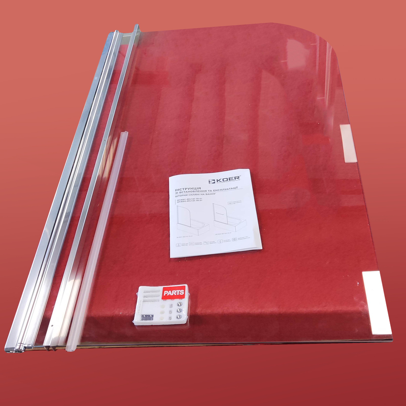 Шторки скляні на ванну Koer SR BS01-80x140-TR-01 прозоре скло 6мм, хром