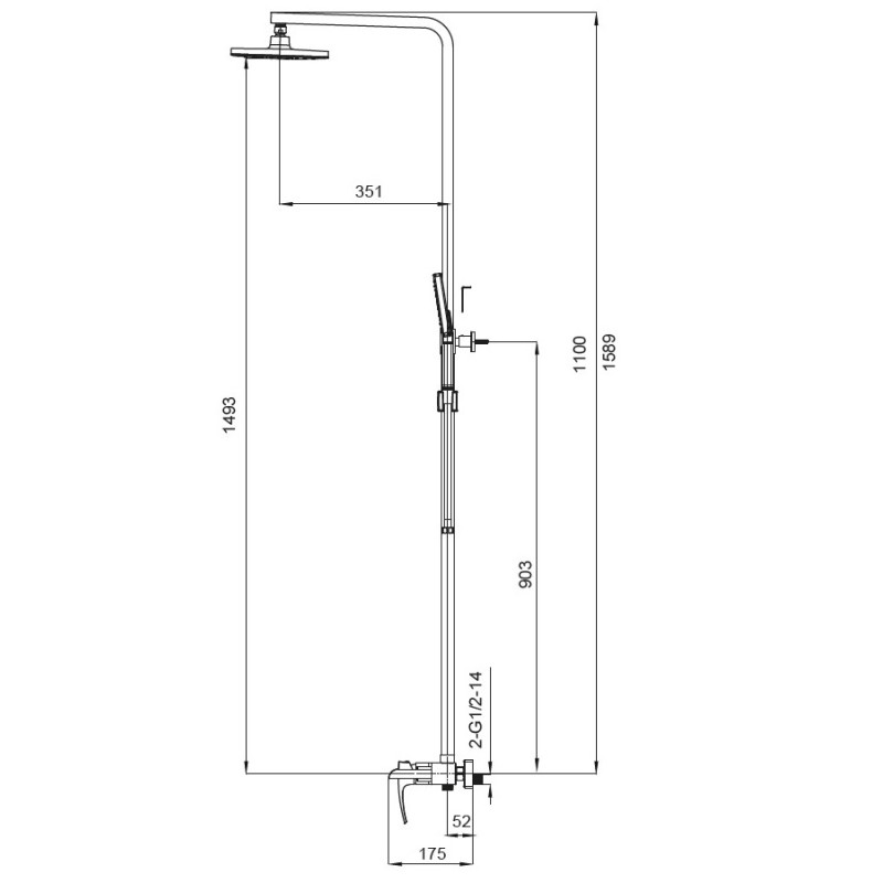 Душевая колонна со смесителем водопад Koer KB-58007-05 (Цвет черный)