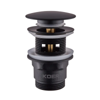 Донний клапан для умивальника з переливом Koer PW-03-05 1 1/4'' (кнопка) (Чорний)