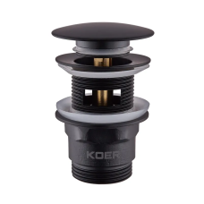 Донний клапан для умивальника з переливом Koer PW-03-05 1 1/4'' (кнопка) (Чорний)
