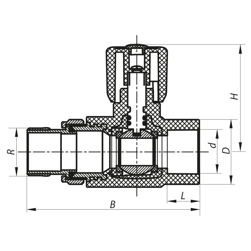 Кран радиаторный 25x3/4 прямой PPR Koer K0160.PRO