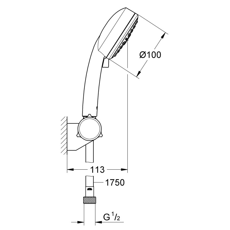 Душевой набор с держателем, 3 режима струи Grohe New Tempesta Cosmopolitan