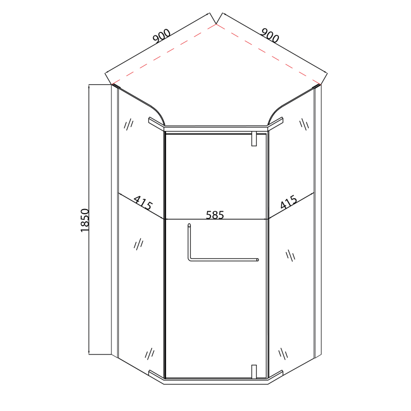 Душевая кабина без поддона Mixxus LINES SC01-90x90x185-TR CHROME прозрачное стекло 6мм