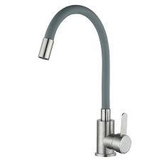 Змішувач для кухні з сірим гнучким виливом Mixxus FAN-011 Refl.Gray (нерж. сталь)