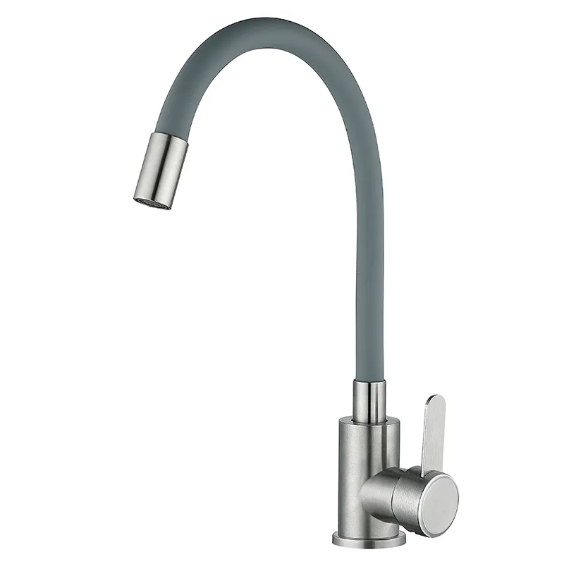 Смеситель для кухни с серым гибким изливом Mixxus FAN-011 Refl.Gray (нерж. сталь)