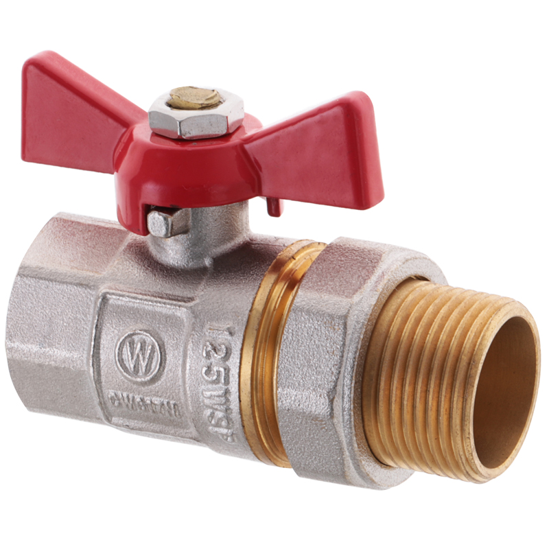 Кран с американкой 3/4" прямой Waterpro красный
