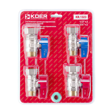 Комплект кранів для підключення газового котла Koer KR.1323 прямий (1/2"x2шт, 3/4x2шт)