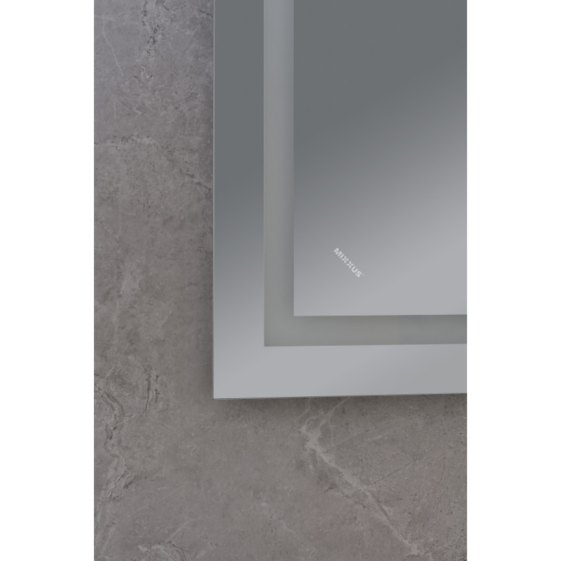 Дзеркало Mixxus WARM MR02-70x50 з LED Touch, Anti-fog, димером, регулюванням яскравості, годинником